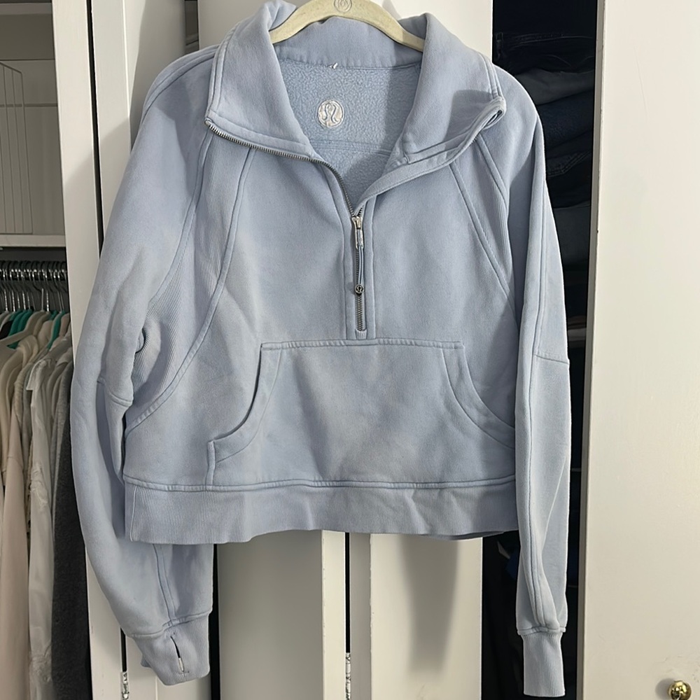 Light Blue Lululemon Quarter Zip Scuba Sweatshirt